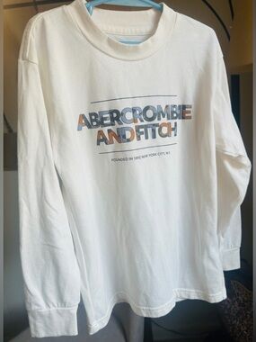 abercrombie kids White Long-Sleeve Tee with Multicolor Logo